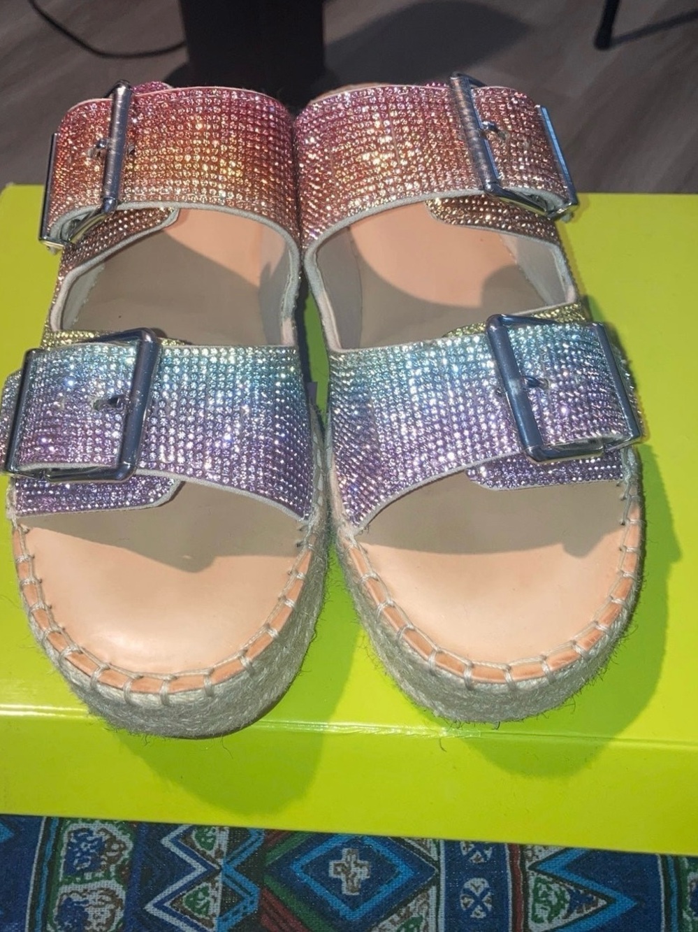 Gianni Bini buckle rhinestone platform sandals